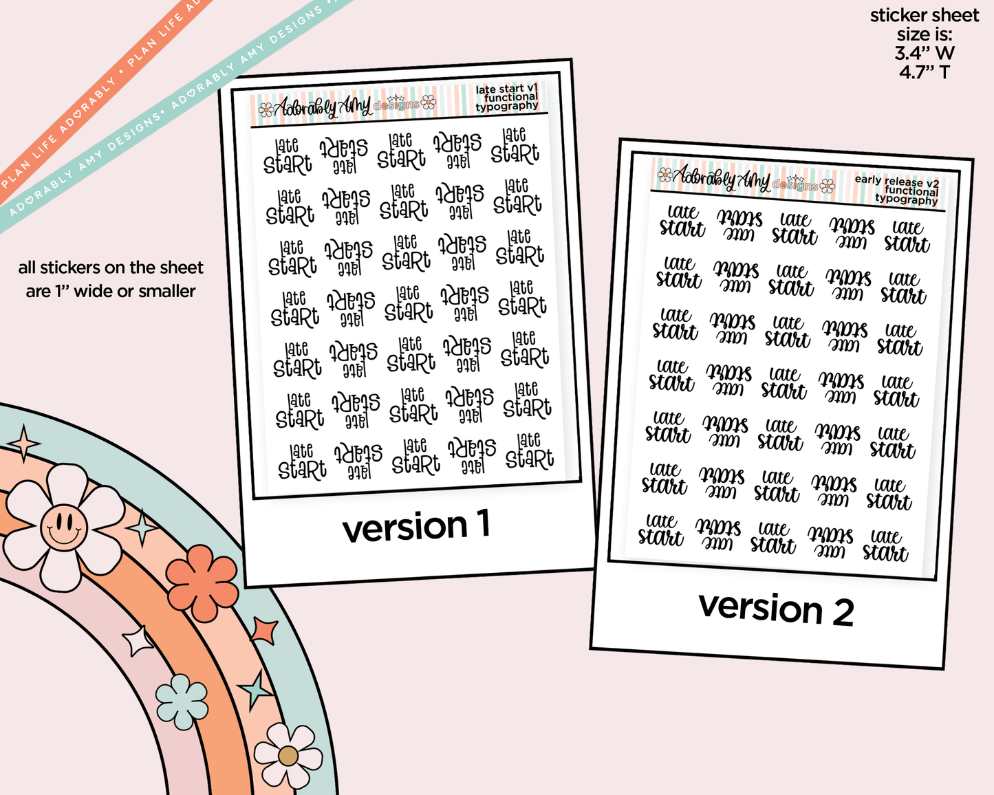 Late Start 2026 - 2 Versions Typography Reminder Planner Stickers