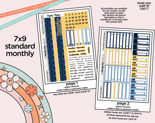 Standard 7x9 Monthly Pick Your Month Love Peace Latkes Planner Sticker Kit for some 7x9 Planners