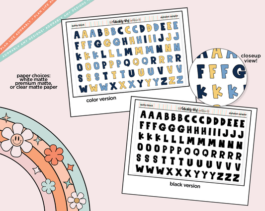 Quirky Block Alphabet Stickers Deco Typography Sampler Planner Stickers