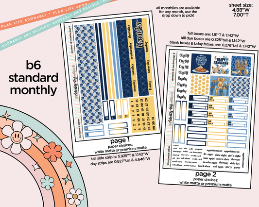 Standard B6 Monthly Pick Your Month Love Peace Latkes Planner Sticker Kit for some B6 Planners