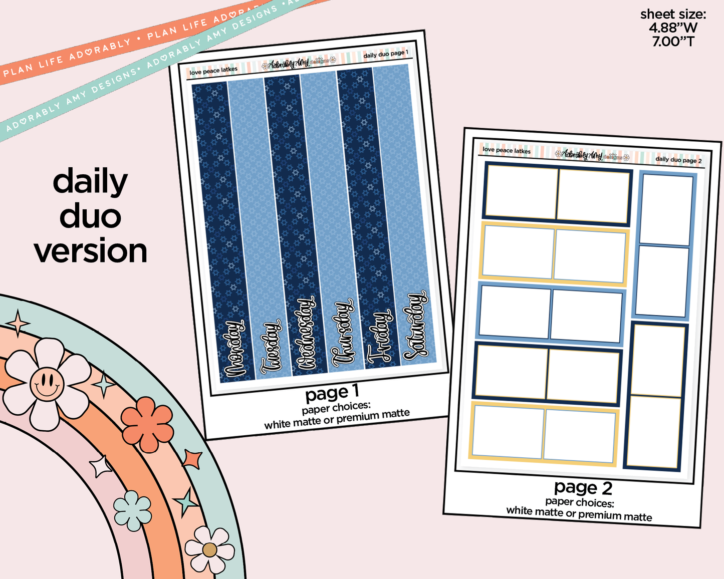 Daily Duo Love Peace Latkes Weekly Planner Sticker Kit for Daily Duo Planner