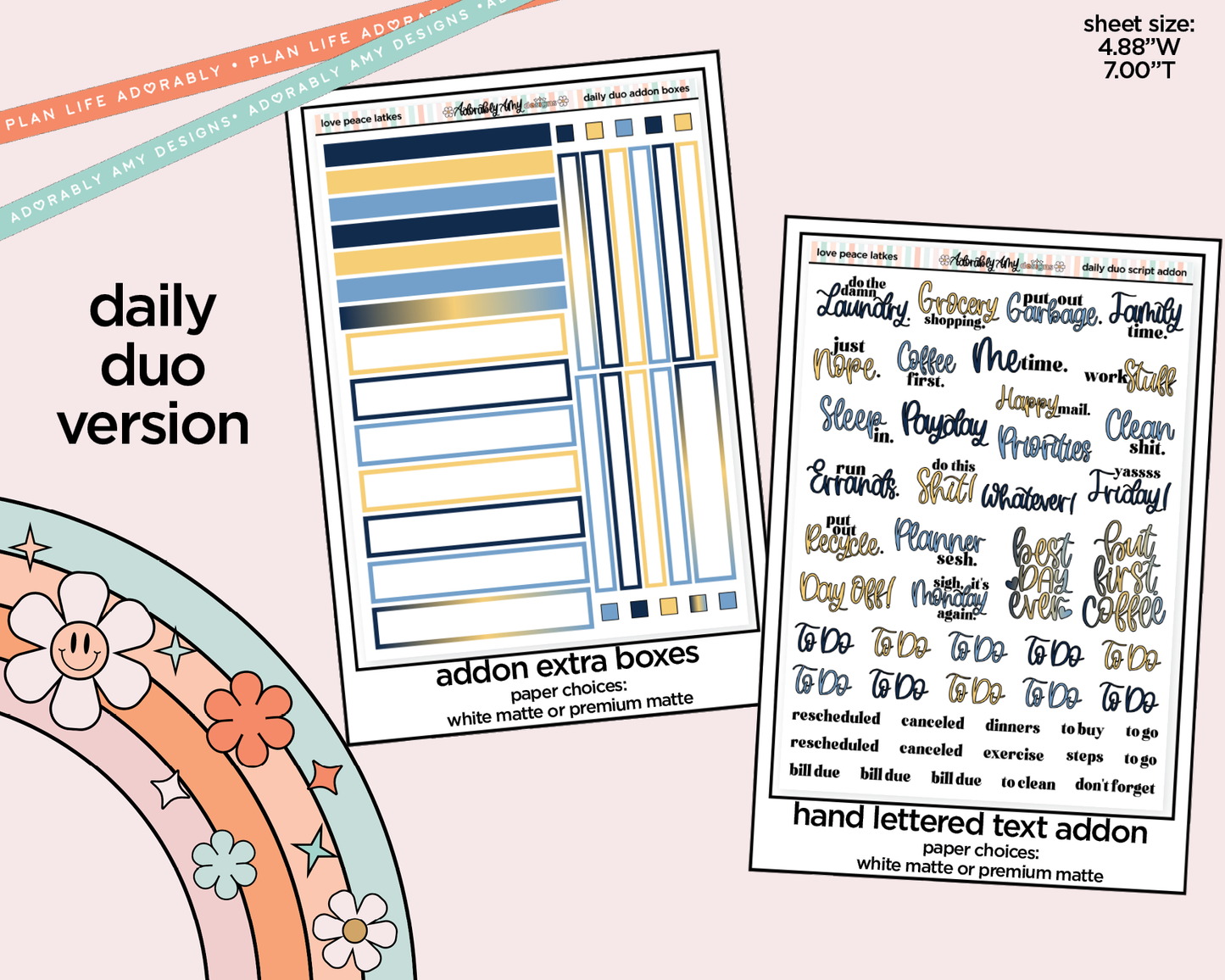 Daily Duo Love Peace Latkes Weekly Planner Sticker Kit for Daily Duo Planner