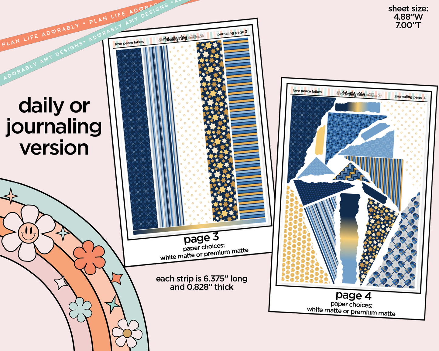 Journaling and Daily Planning Love Peace Latkes Planner Sticker Kit