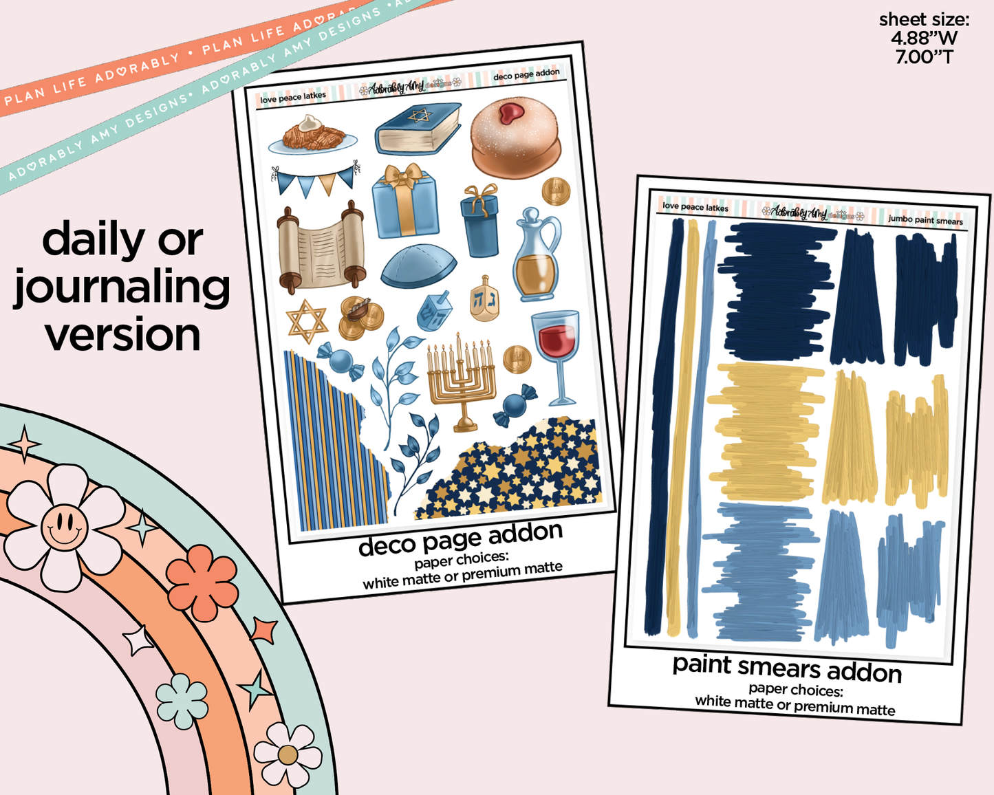 Journaling and Daily Planning Love Peace Latkes Planner Sticker Kit