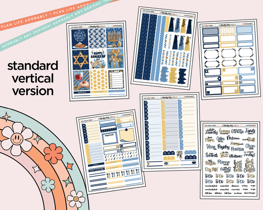 Vertical Love Peace Latkes Weekly Sticker Kit for Vertical Standard Size Planners or Insert