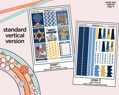 Vertical Love Peace Latkes Weekly Sticker Kit for Vertical Standard Size Planners or Insert