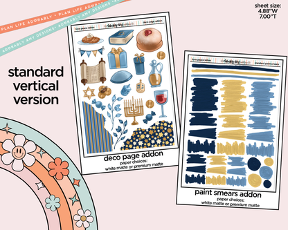 Vertical Love Peace Latkes Weekly Sticker Kit for Vertical Standard Size Planners or Insert