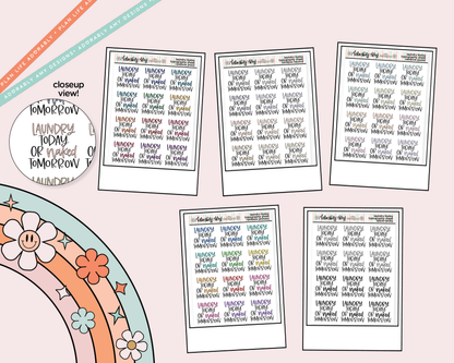 Rainbow or Black Hand Lettered Laundry Today or Naked Tomorrow Typography Planner Stickers - Adorably Amy Designs