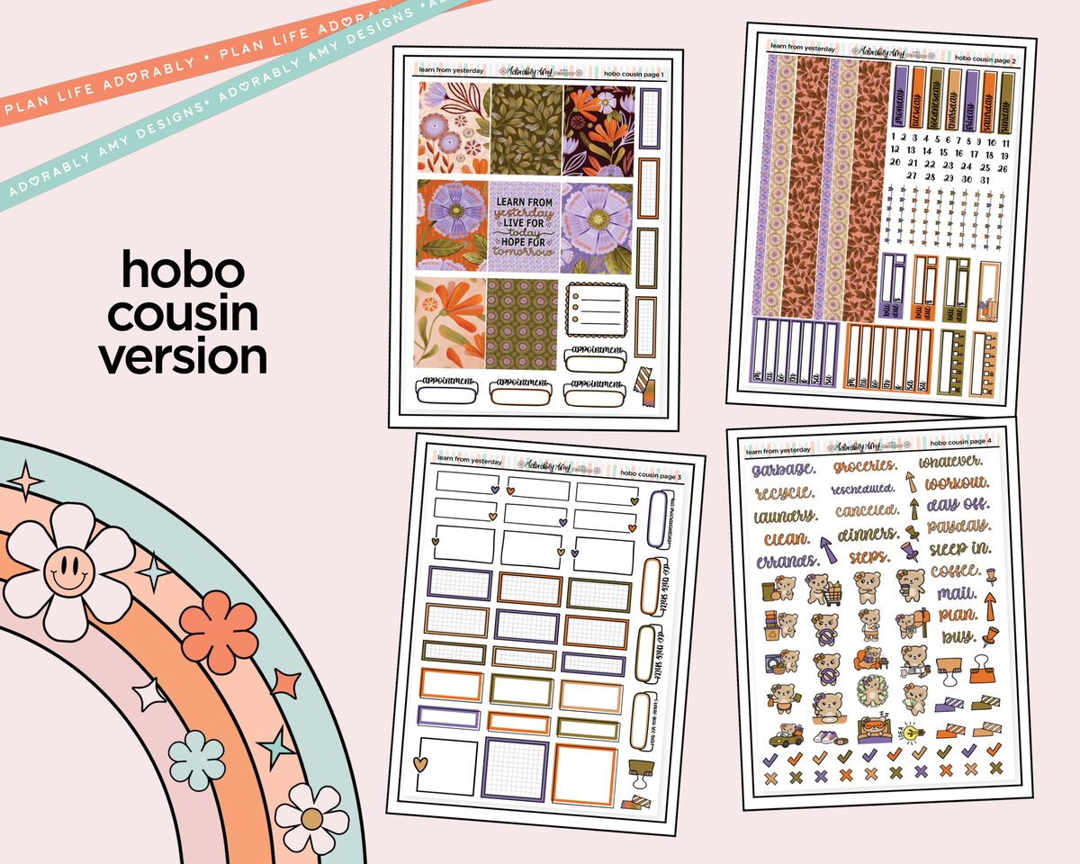 Hobonichi Cousin Weekly Learn from Yesterday Planner Sticker Kit for Hobo Cousin or Similar Planners - Adorably Amy Designs