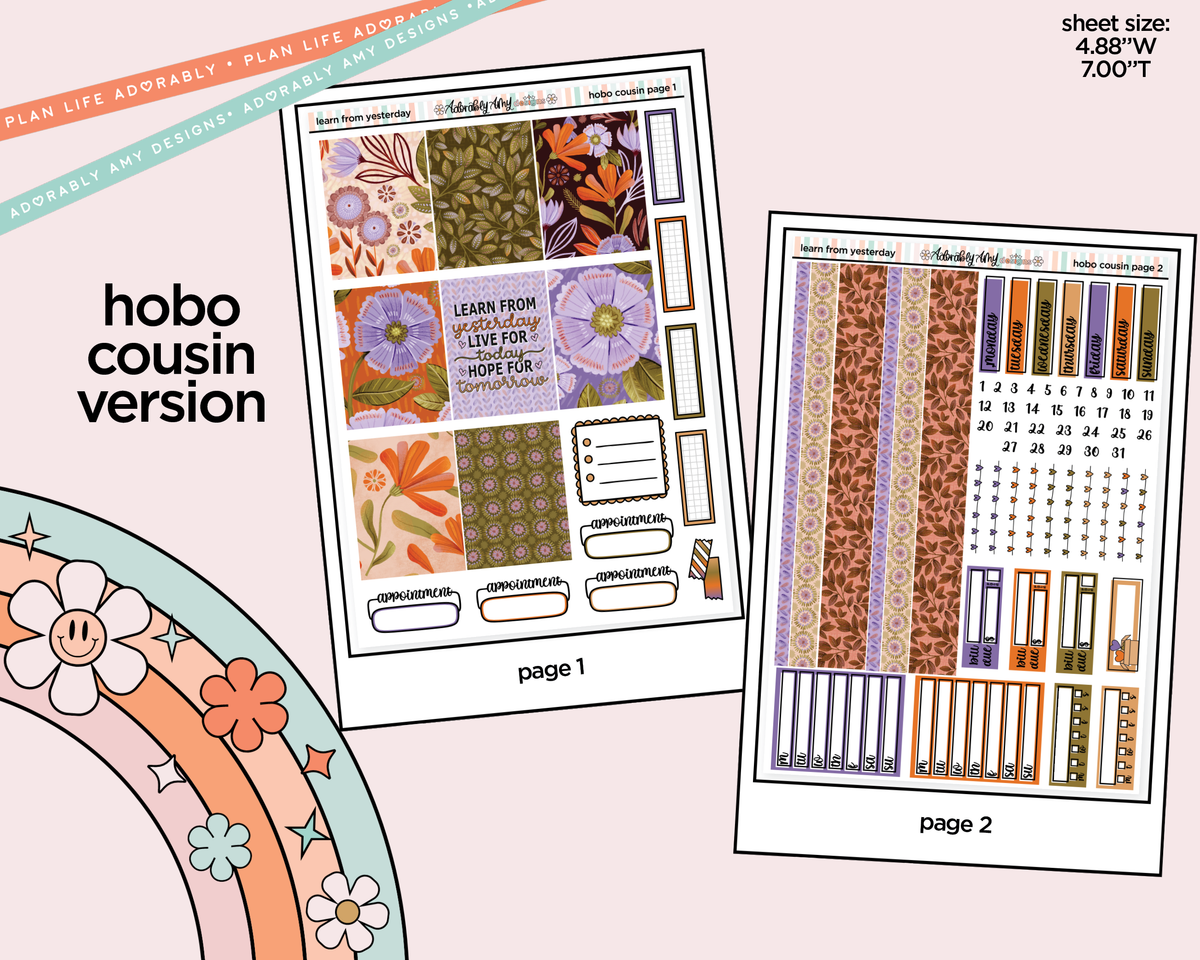 Hobonichi Cousin Weekly Learn from Yesterday Planner Sticker Kit for Hobo Cousin or Similar Planners - Adorably Amy Designs