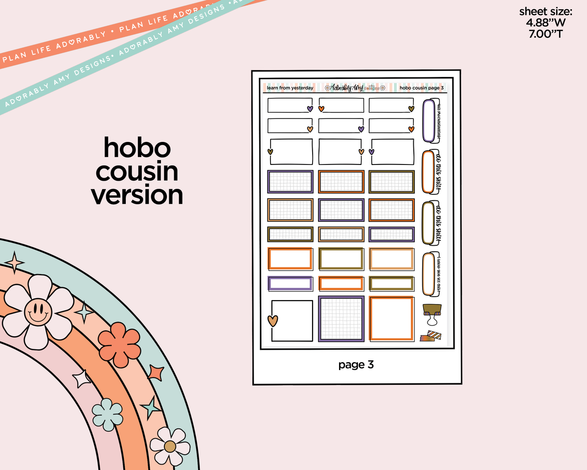 Hobonichi Cousin Weekly Learn from Yesterday Planner Sticker Kit for Hobo Cousin or Similar Planners - Adorably Amy Designs