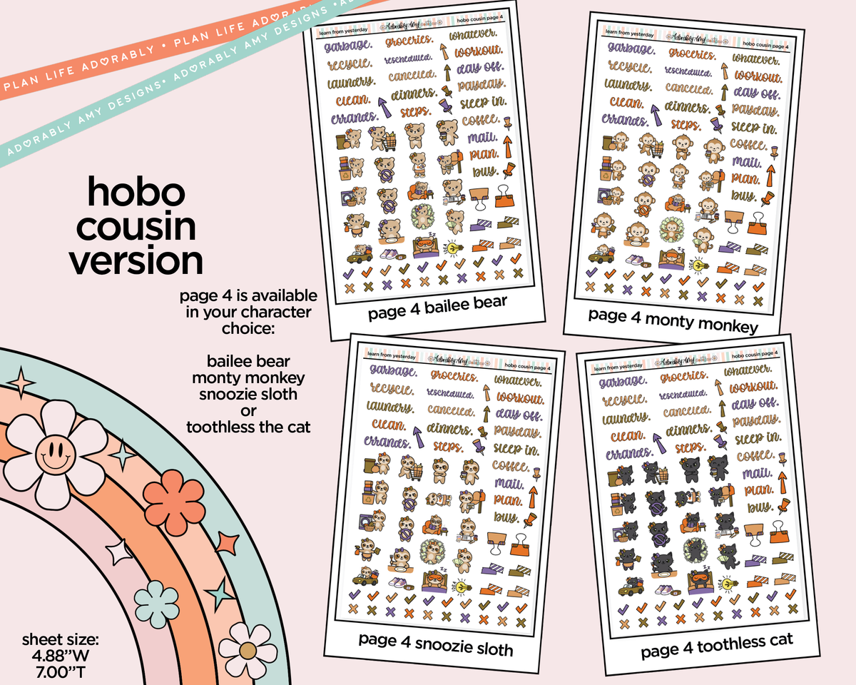 Hobonichi Cousin Weekly Learn from Yesterday Planner Sticker Kit for Hobo Cousin or Similar Planners - Adorably Amy Designs