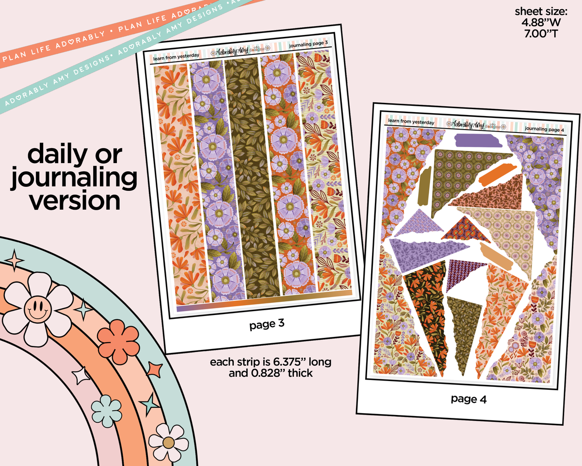 Journaling and Daily Planning Learn From Yesterday Planner Sticker Kit - Adorably Amy Designs