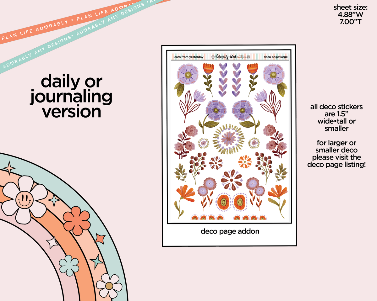 Journaling and Daily Planning Learn From Yesterday Planner Sticker Kit - Adorably Amy Designs