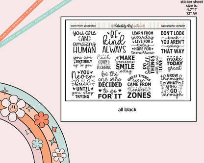 Learn From Yesterday Typography Sampler Planner Stickers - Adorably Amy Designs