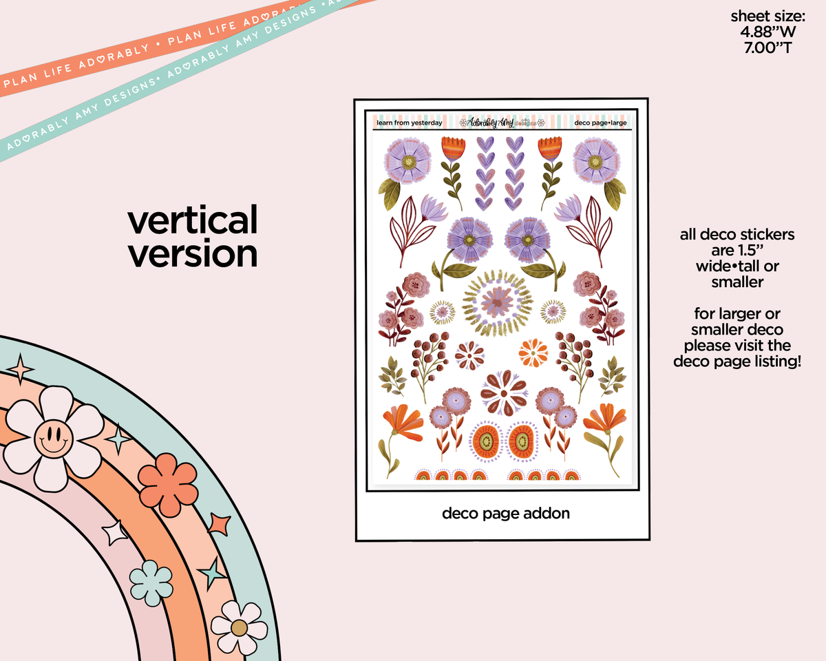 Vertical Learn From Yesterday Collection Kit for Vertical Standard Size Planners or Insert - Adorably Amy Designs