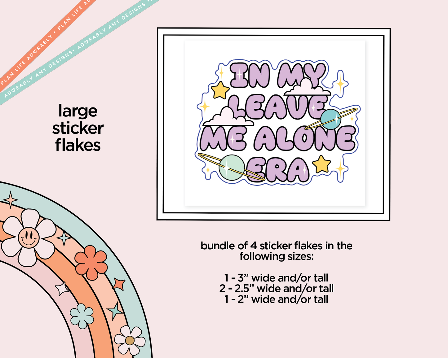 In My Leave Me Alone Era Typography Sampler Planner Stickers for any Planner or Insert