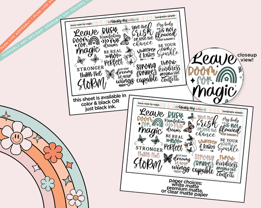 Leave Room for Magic Deco Typography Sampler Planner Stickers