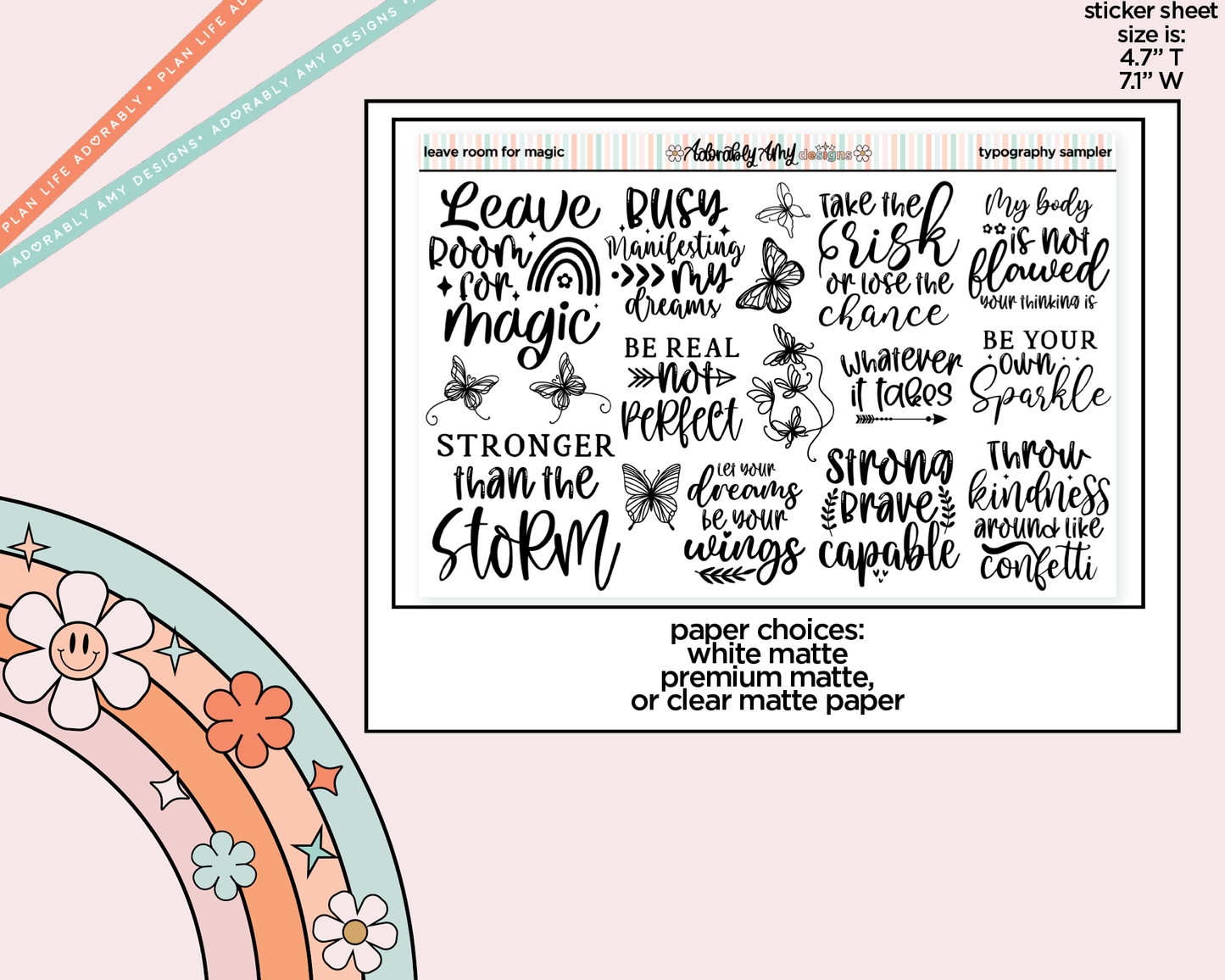 Leave Room for Magic Deco Typography Sampler Planner Stickers