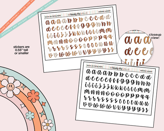 Leaves are Falling Alphabet Stickers Deco Typography Sampler Planner Stickers - Adorably Amy Designs