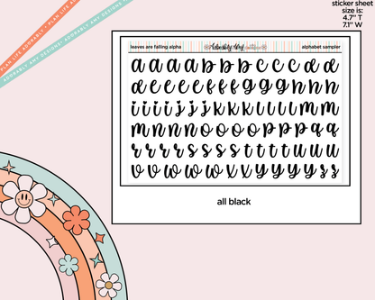 Leaves are Falling Alphabet Stickers Deco Typography Sampler Planner Stickers