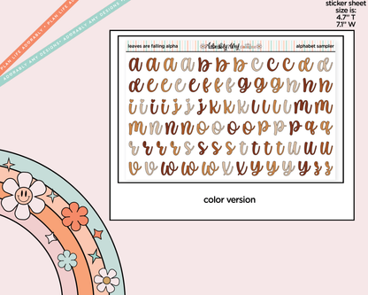 Leaves are Falling Alphabet Stickers Deco Typography Sampler Planner Stickers