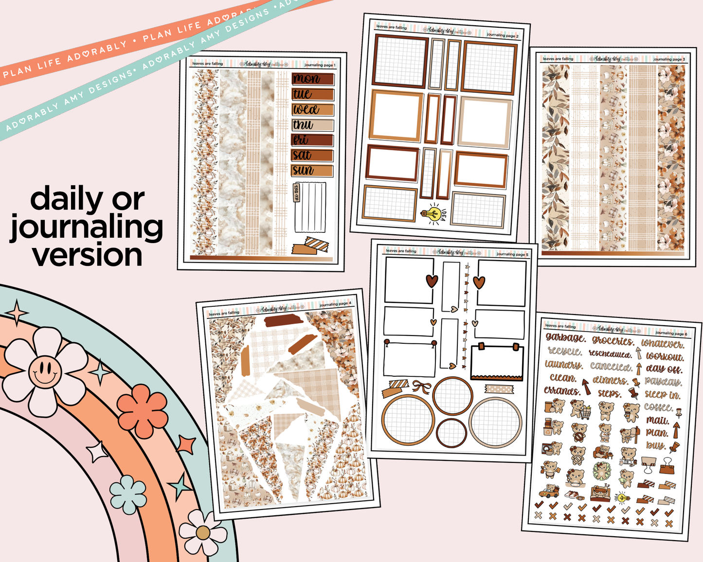 Journaling and Daily Planning Leaves are Falling Planner Sticker Kit
