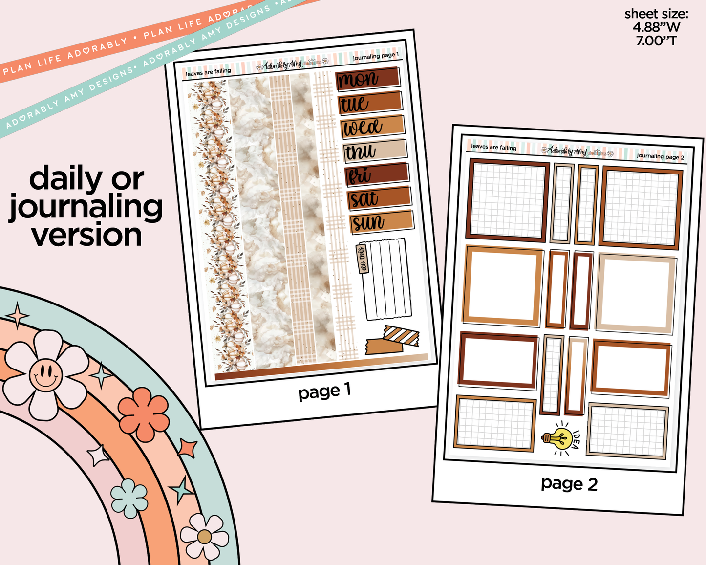 Journaling and Daily Planning Leaves are Falling Planner Sticker Kit