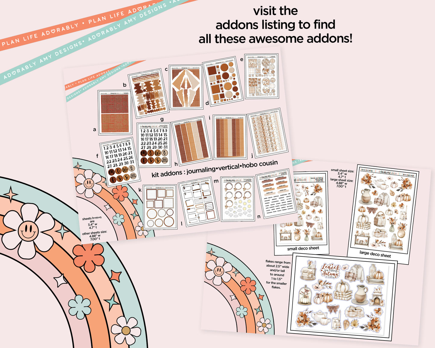 Hobonichi Cousin Weekly Leaves are Falling Planner Sticker Kit for Hobo Cousin or Similar Planners