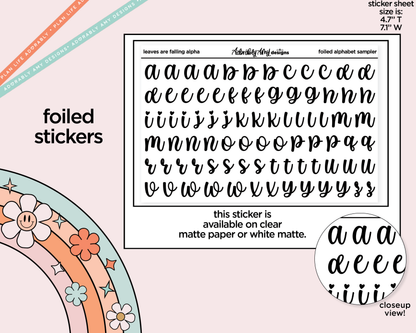 Foiled Leaves are Falling Alphabet Stickers Deco Typography Sampler Planner Stickers