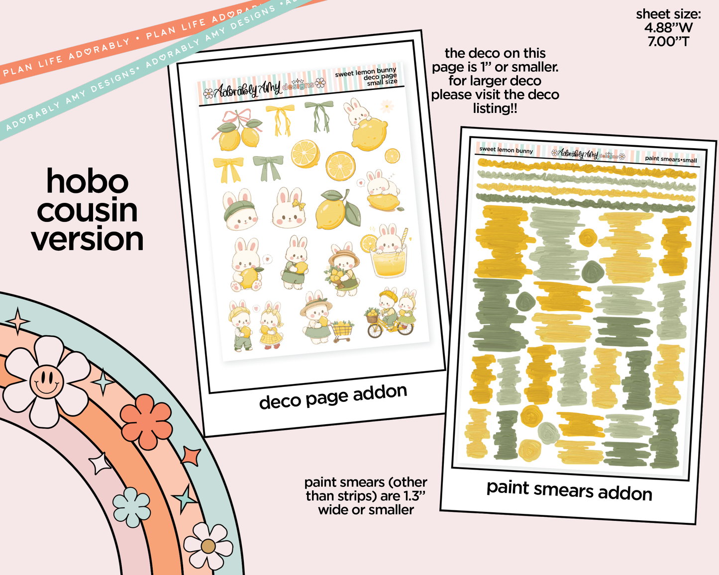 Hobonichi Cousin Weekly Sweet Lemon Bunny Planner Sticker Kit for Hobo Cousin or Similar Planners