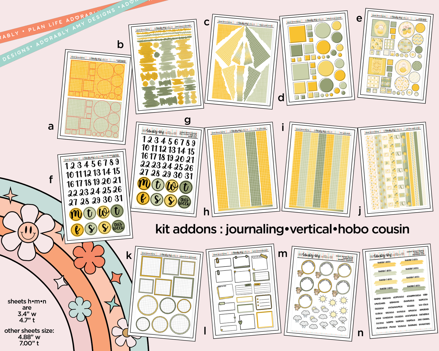 Sweet Lemon Bunny Weekly Kit Addons - All Sizes - Strips, Smears and More!