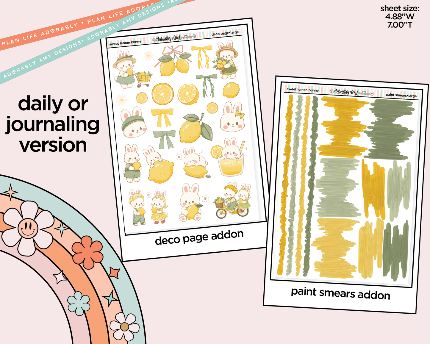 Journaling and Daily Planning Sweet Lemon Bunny Planner Sticker Kit