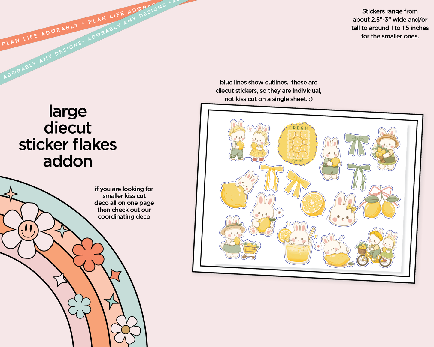 Journaling and Daily Planning Sweet Lemon Bunny Planner Sticker Kit
