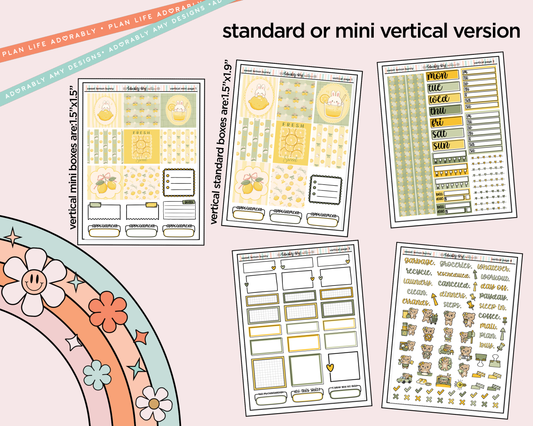 Vertical Sweet Lemon Bunny Kit for Vertical Standard Size Planners or Insert - Adorably Amy Designs
