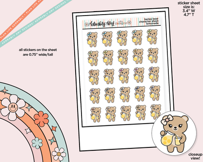 Bailee Bear Lemonade Decoration Character Planner Stickers - Adorably Amy Designs