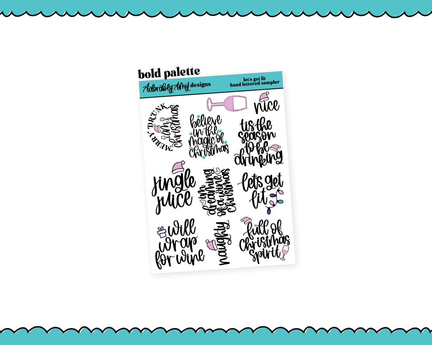 Hand Lettered Let's Get Lit Typography Sampler Planner Stickers for any Planner or Insert