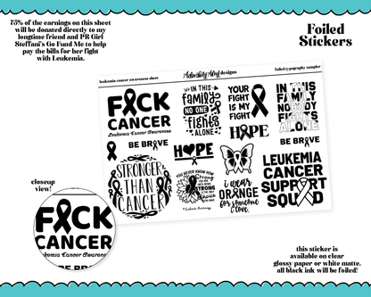 Foiled Leukemia Awareness Typography Sampler