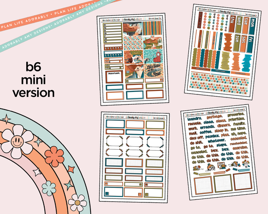 Mini B6 Life's Better on the Road Planner Sticker Kit sized for ANY Vertical Insert