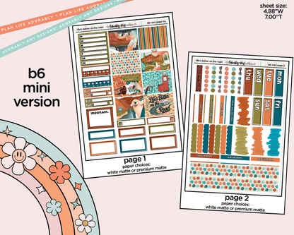 Mini B6 Life's Better on the Road Planner Sticker Kit sized for ANY Vertical Insert
