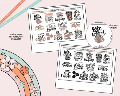 Life Begins After Coffee Deco Typography Sampler Planner Stickers
