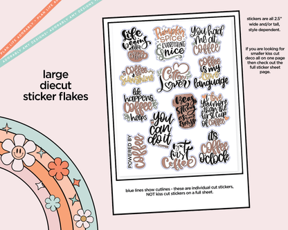 Life Begins After Coffee Deco Typography Sampler Planner Stickers