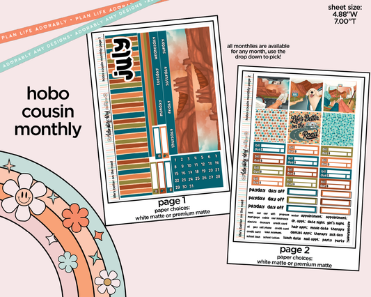 Hobonichi Cousin Monthly Pick Your Month Life's Better on the Road in My Hand Planner Sticker Kit for Hobo Cousin or Similar Planners