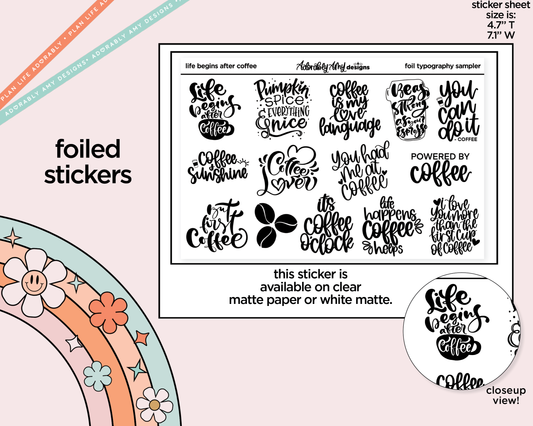 Foiled Reading is Lit Deco Typography Sampler Planner Stickers - Adorably Amy Designs