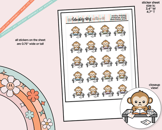 Monty the Monkey Likes-Hates (home) Work Decoration Character Planner Stickers - Adorably Amy Designs