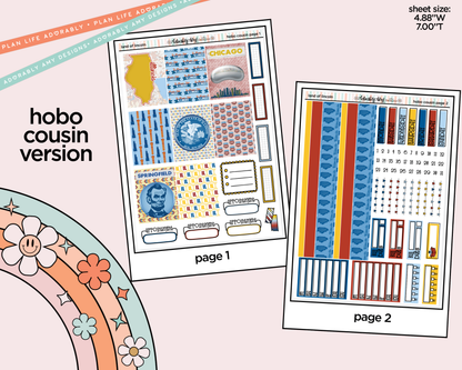 Hobonichi Cousin Weekly Land of Lincoln Planner Sticker Kit for Hobo Cousin or Similar Planners