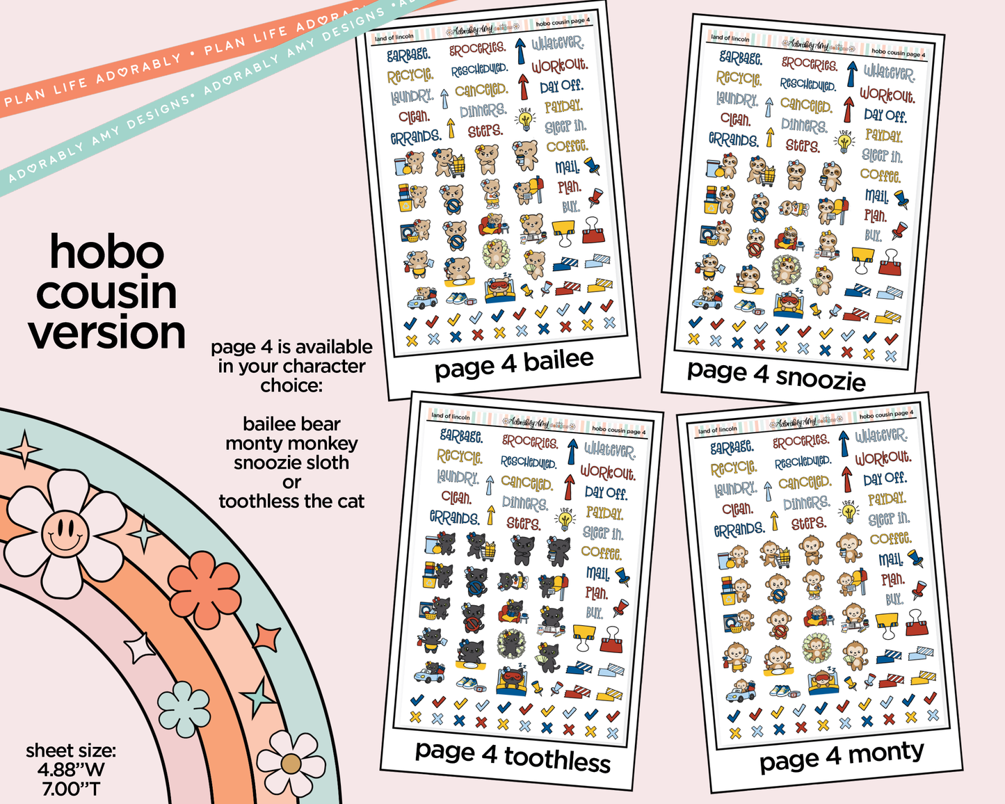 Hobonichi Cousin Weekly Land of Lincoln Planner Sticker Kit for Hobo Cousin or Similar Planners