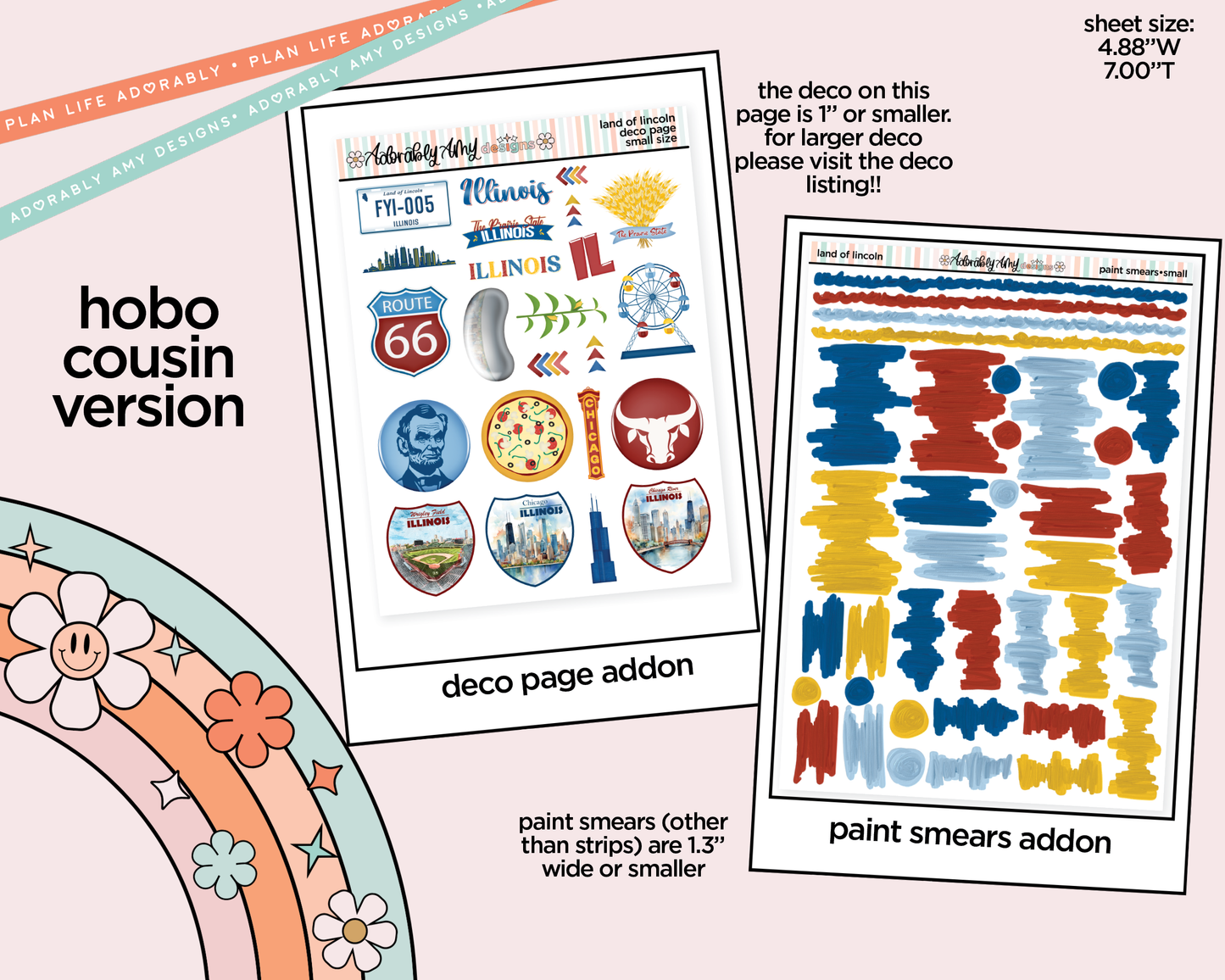 Hobonichi Cousin Weekly Land of Lincoln Planner Sticker Kit for Hobo Cousin or Similar Planners