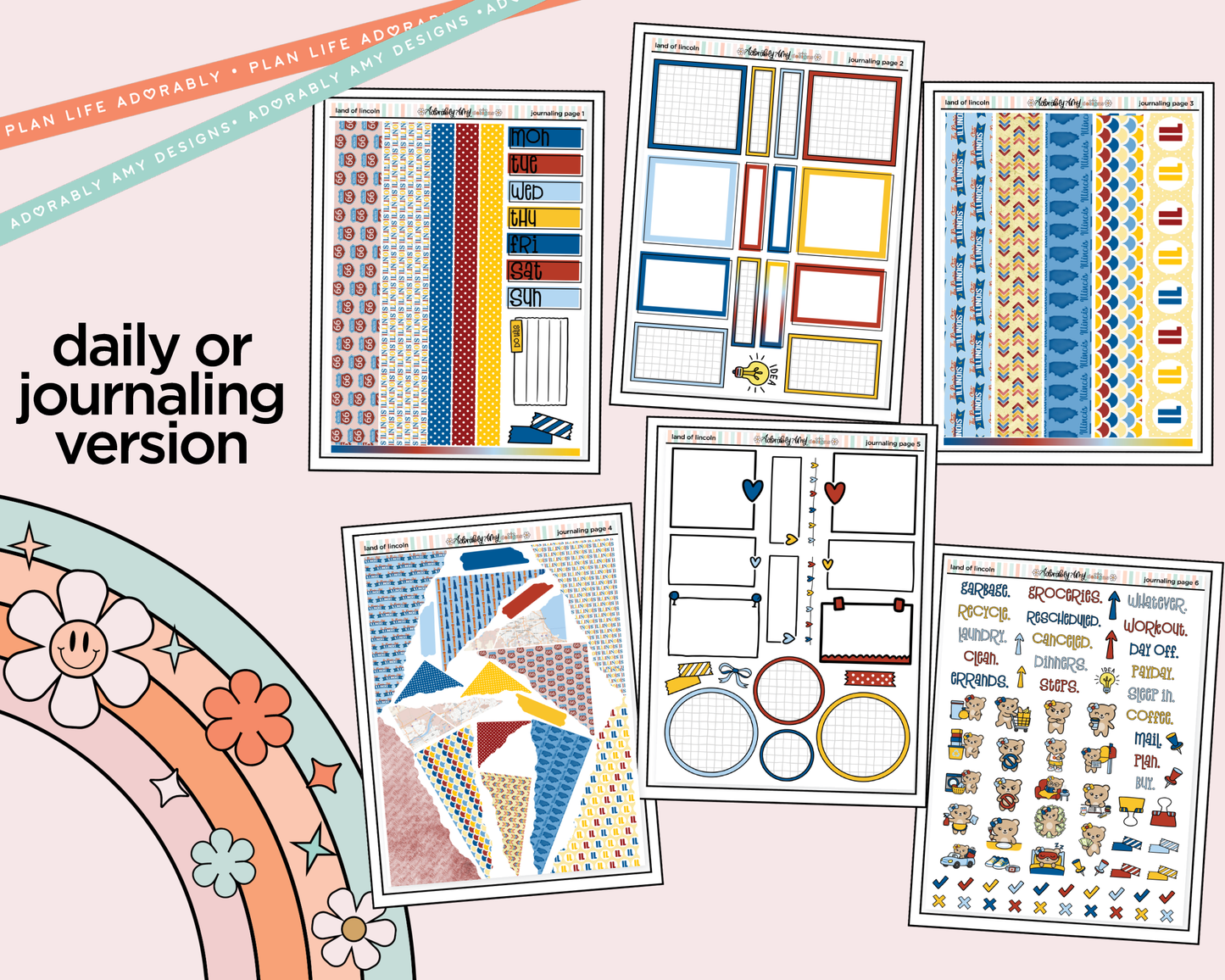 Journaling and Daily Planning Land of Lincoln Planner Sticker Kit