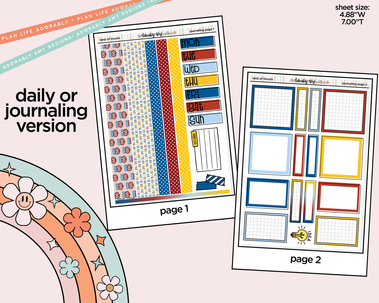 Journaling and Daily Planning Land of Lincoln Planner Sticker Kit